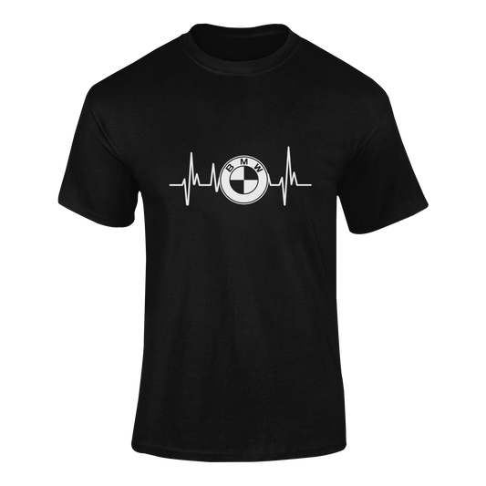 Marškinėliai „BMW Heart Beat“ – unisex medvilniniai marškinėliai su BMW širdies pulso dizainu