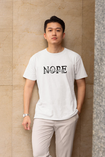 Marškinėliai "Nope, not today" ant modelio.