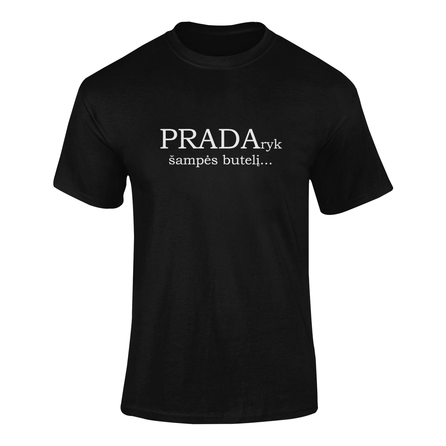 Marškinėliai „PRADAryk šampės butelį“ – unisex marškinėliai su vakarėlio fraze