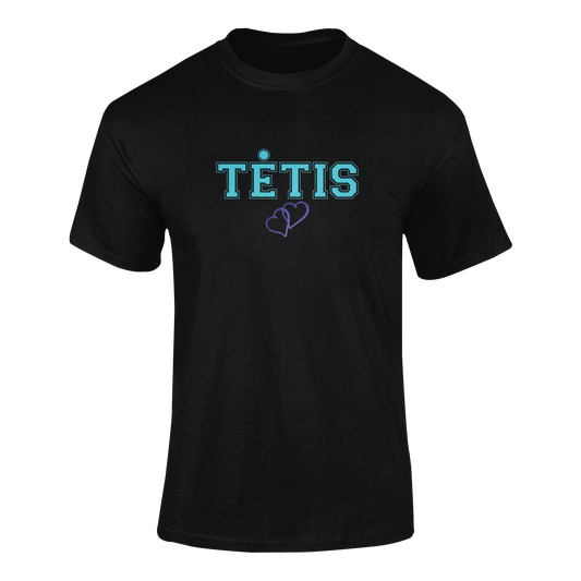 Marškinėliai „Tėtis su vaikų vardais ant rankovės“ – personalizuoti marškinėliai tėčiui